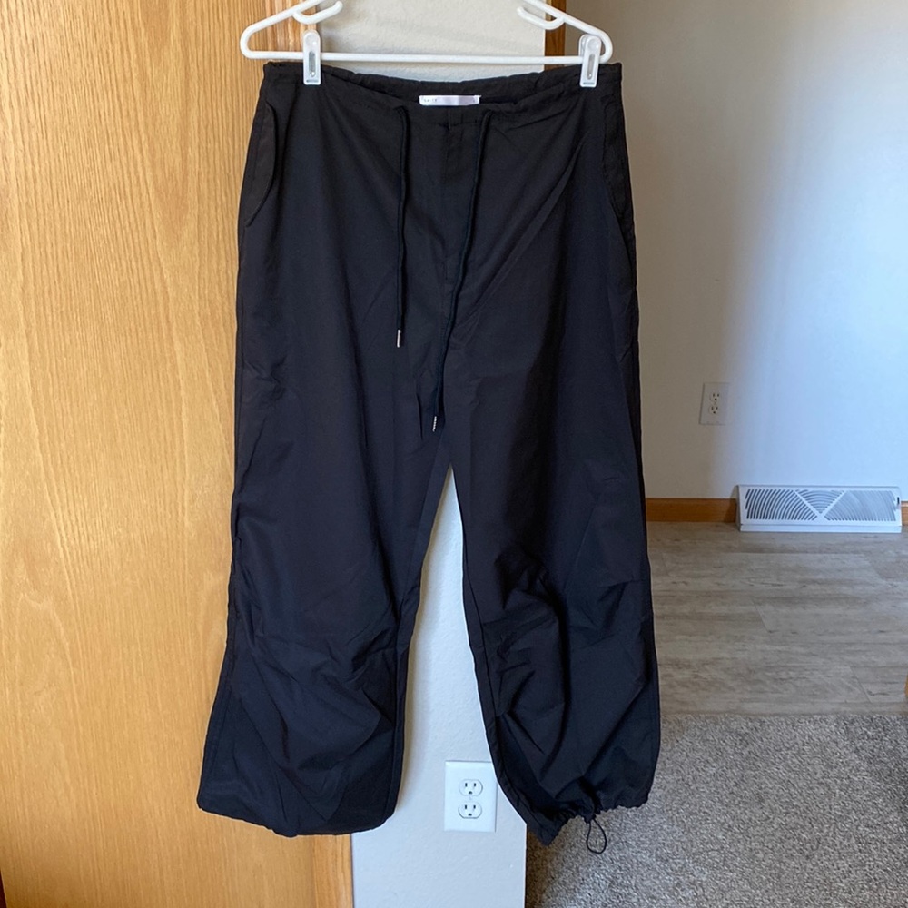 Black paper bag utility pants joggers